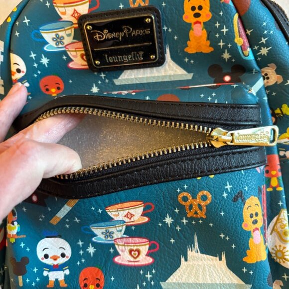 DISNEY PARKS LOUNGEFLY BACKPACK Disney Characters Blue EUC - Picture 11 of 16